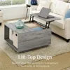Square Lift Top Coffee Table, Wooden Rustic Modern Multifunctional Accent Table for Living Room w/Hidden Storage, Cubby 4