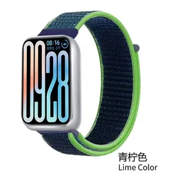 Breathable Nylon Loop Strap - Braided Replacement Wristband for Mi Band 9 Pro (Lime Colos)