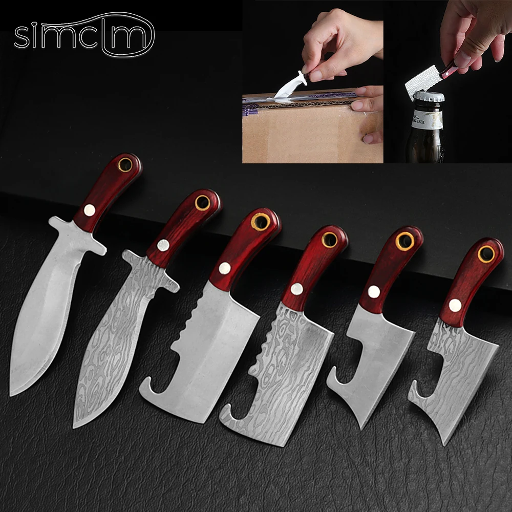 PocketKnifeKeychainKawaiiMultifunctionToolCampingMiniKatanaBladeWoodHandlekeychain