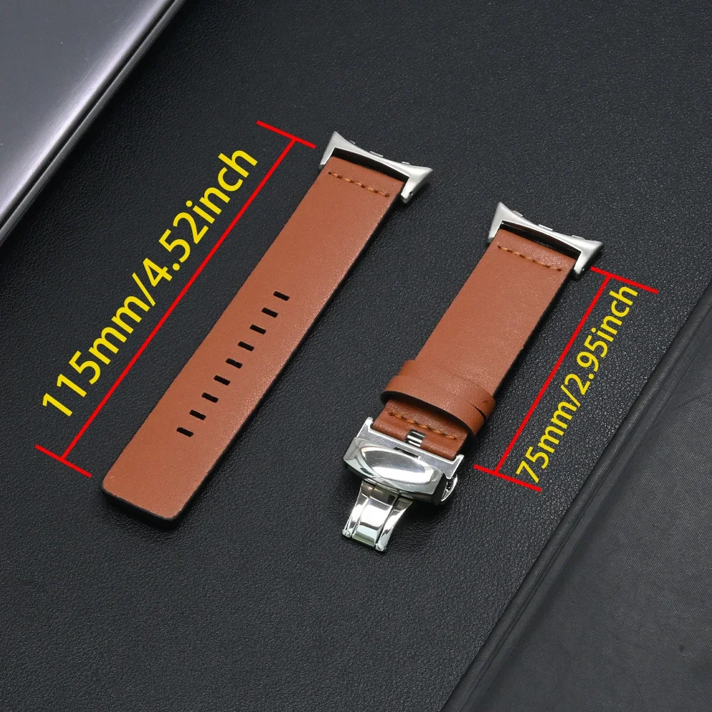 Elegant Leather Strap with Butterfly Buckle - Premium Watch Bracelet Replacement Accessory