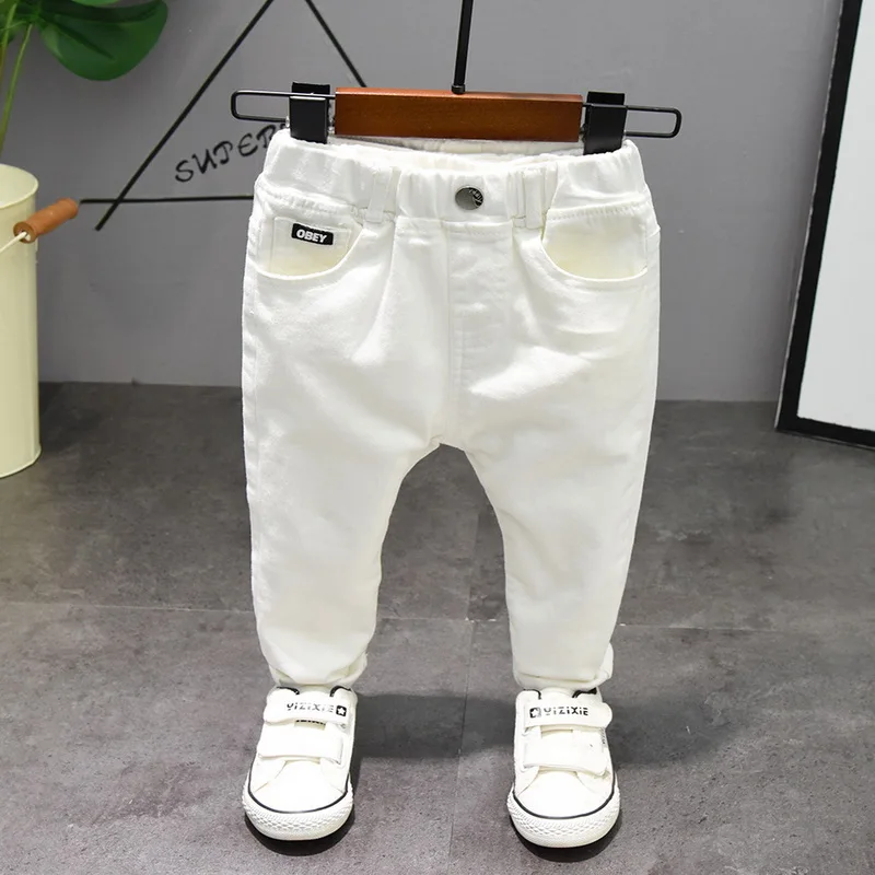 Denim Pants Children's pants Chorus Clothing Pure White/Black Students Contest Straight Jeans Baby Boys Comfortable Latin Dance Trousers