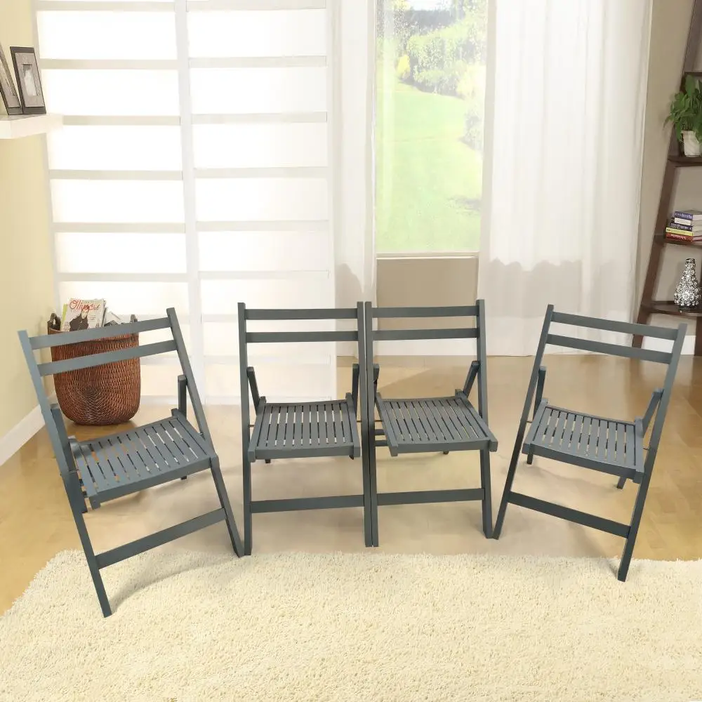 4 Piece Folding Garden Chairs Furniture Set Slatted Wood Folding Special Event Chair Folding Chair Wood Outdoor Seat Chairs 4