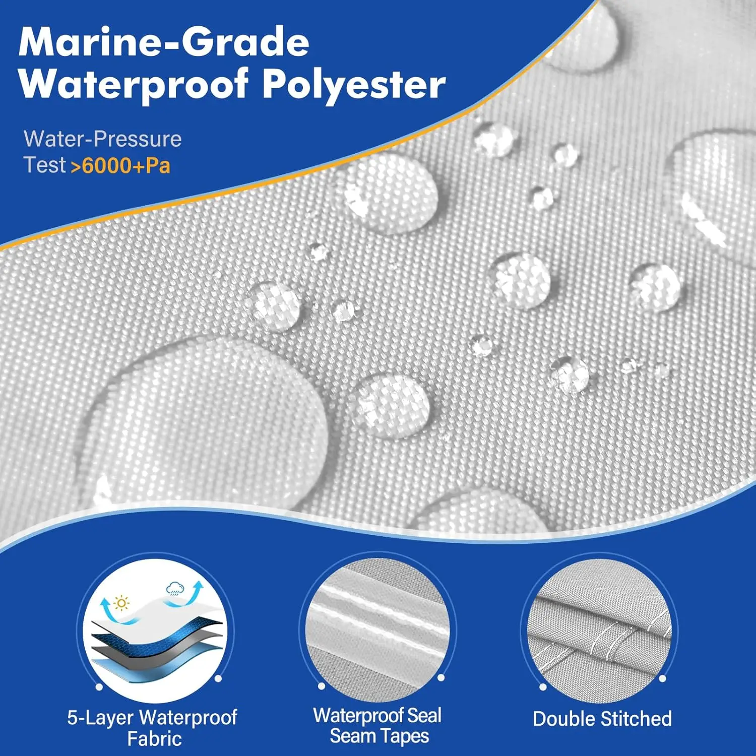 20-22 ft feet 1200D Waterproof Boat Covers with Motor Cover Fits Bass Boat, V-Hull Tri-Hull Boat,Fish & Ski Boat