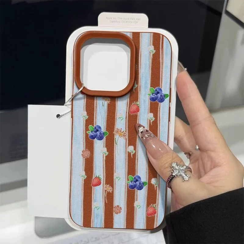 Strawberry Striped Floral Pattern Phone Case Cover