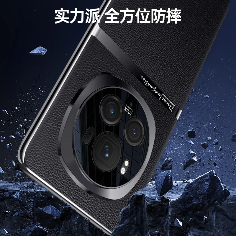 Luxury PU Leather Camera Protection Phone Case with Electroplated Frame and Back Cover