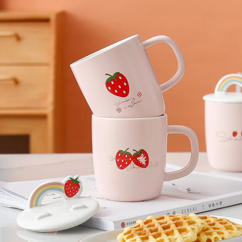 Kawaii Strawberry Ceramic Mug Set Japanese And Korean Style, High Value  Breakfast And Office Miniature Cups And Saucers Cup From Xiaodanta, $28.35