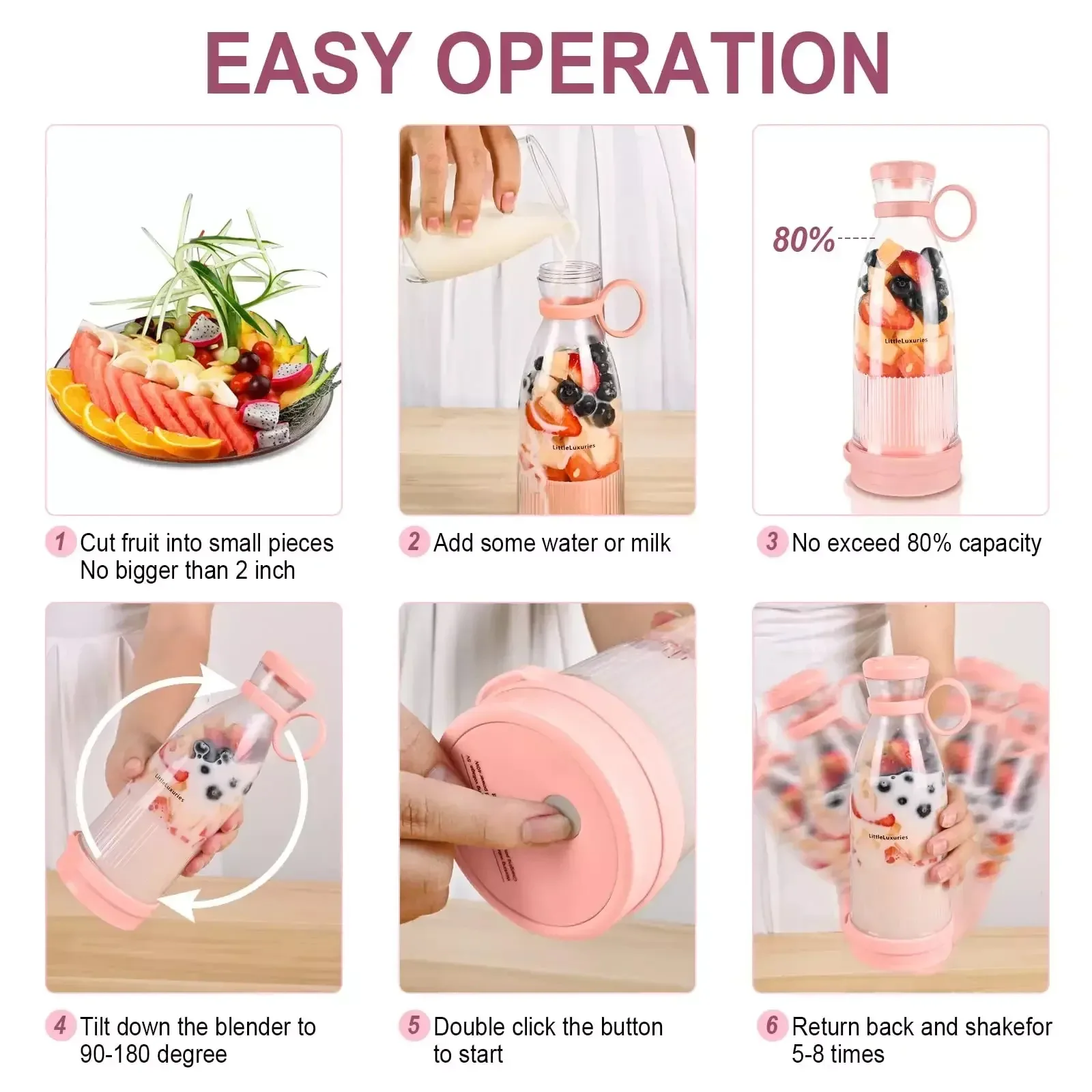 Fruit juicer rechargeable mixers fresh fruit usb portable juice bottle mini fast electric blender smoothie ice maker