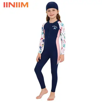 Boys Girls One Piece Rash Guards Wetsuit Swimsuit Long Sleeve Front Half Zipper Quick Dry Full Cover Athletic Jumpsuit Swimwear 1