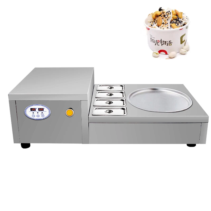 

740W Commercial Fried Ice Cream Roll Machine Single Pan Stainless Steel Home Ice Cream Porridge Maker