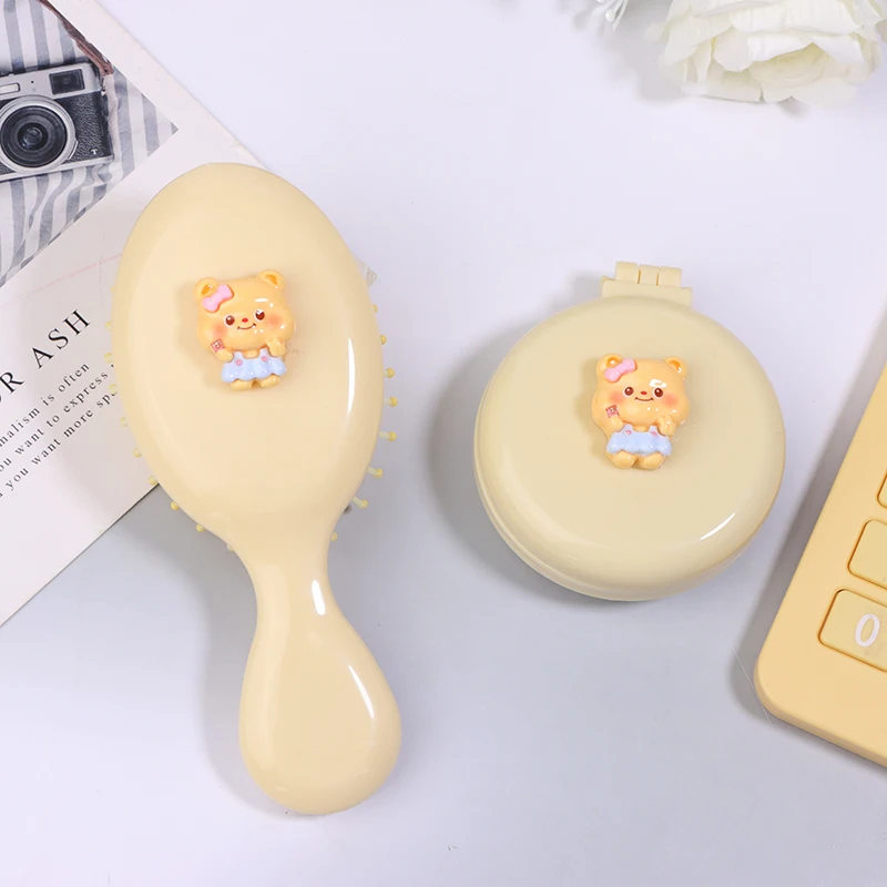 

Portable Cartoon Bear Shaped Hairbrus Folding Massage Comb Handheld Comb Airbag Comb Anti-Static Girl Hair Combs Styling Tool