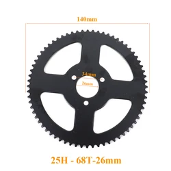 High - Performance Front and Rear Sprocket with Chain for Mini Pocket Bikes (25H 68T Rear)