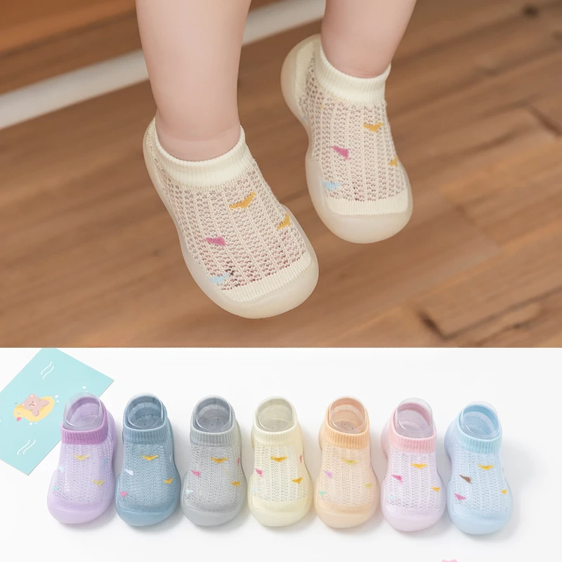Children's Walking Shoes Baby Floor Shoes Baby Socks Shoes Non Slip Indoor Soft Sole Mesh Surface Thin Sandals One Foot Pedal