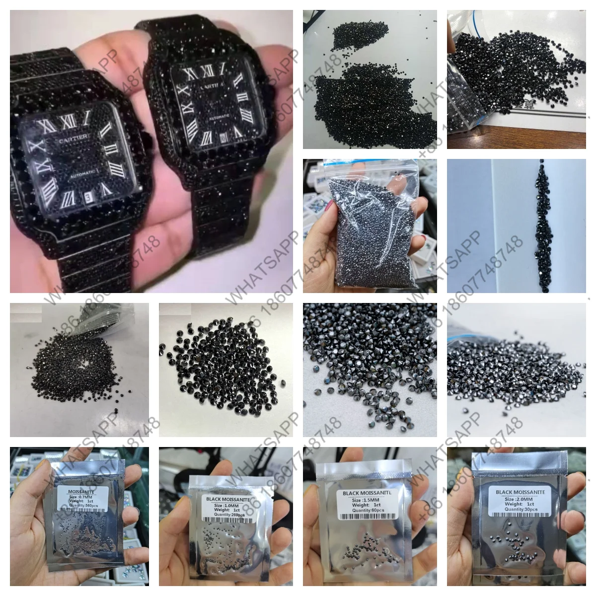 Excellent Cut Big DISCOUNT 0.7-2.9mm Holycome Black Moissanite Round Cut Moissanite Diamond Test Positive