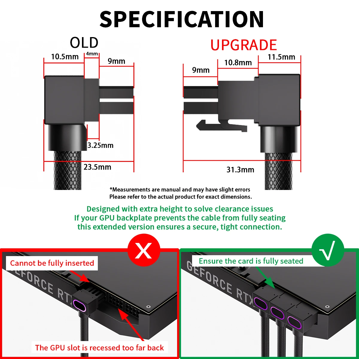AIJS GPU 8핀 연장 케이블, 그래픽 카드 연장 케이블 ARGB(5V 3핀 포함),18AWG 90 ° 직각 디자인, 남성-여성 케이블