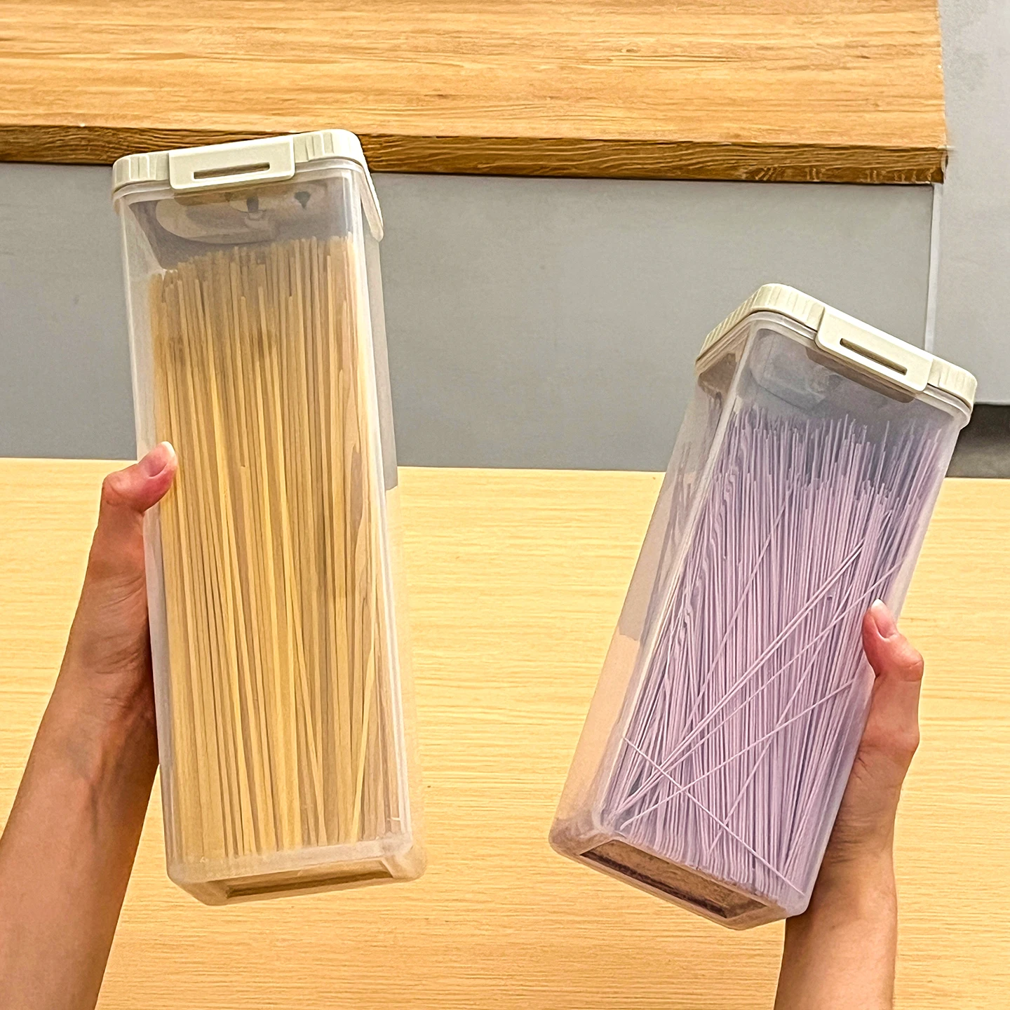 S0297ce66fb404f659bd66d681b34e212O küchexyz.de Best Price | Fast Delivery |Quality Product WORTHBUY Pasta Storage Box With Handle Moisture-Proof Plastic Noodles Sealed Can Spaghetti Storage Container Kitchen Organizer