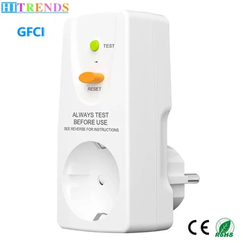 Eu plug Gfci leakage protection socket Rcd cut-off switch safety protection plug 16A for household appliances, tools, outdoor 1