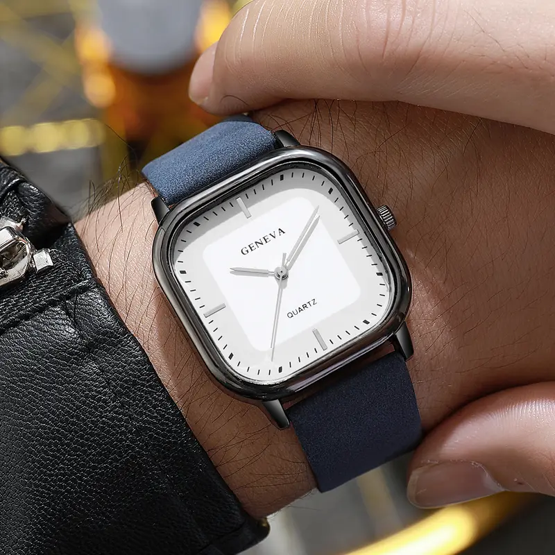 Fashion Square Dial Men's Watches Minimalist Quartz Watch Casual Leather Strap Wristwatch Reloj Hombre（Without Box） - Image 5