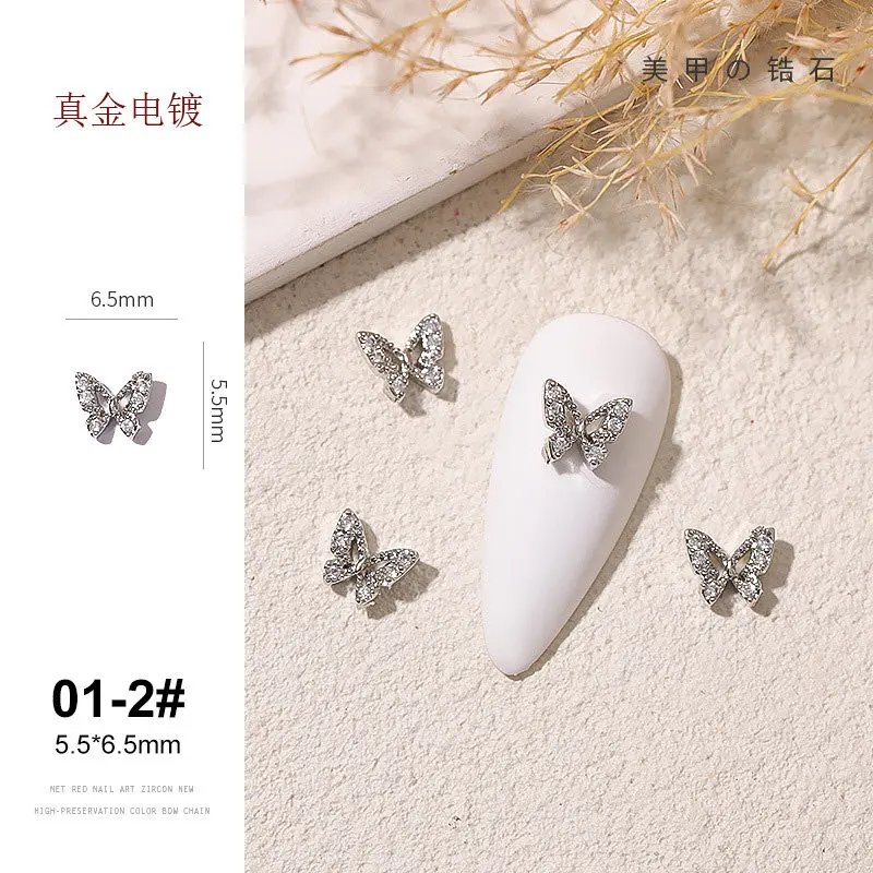 10 teile/los Luxus 3D Schmetterling Kette Zirkon Kristalle Strass Nail art Schmuck Dekorationen Nägel Zubehör Charms Liefert – Detail 8