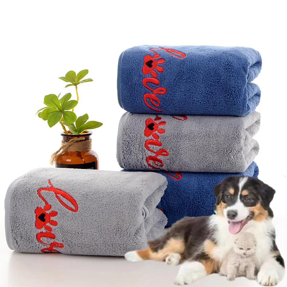 1/2/4pcs Quick Drying Dog and Cat Towels Soft Fiber Towels Bath Towel Pet Bathrobe Covenient  Cleaning Towel Pet Supplies