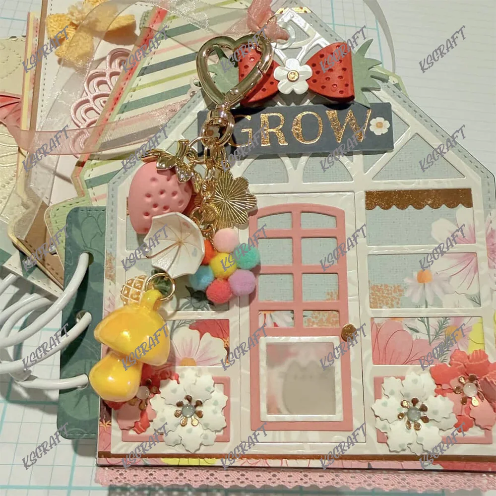 KSCRAFT 온실 미니 앨범 커팅 다이 스텐실 DIY 스크랩북 장식 엠보싱 DIY 종이 카드