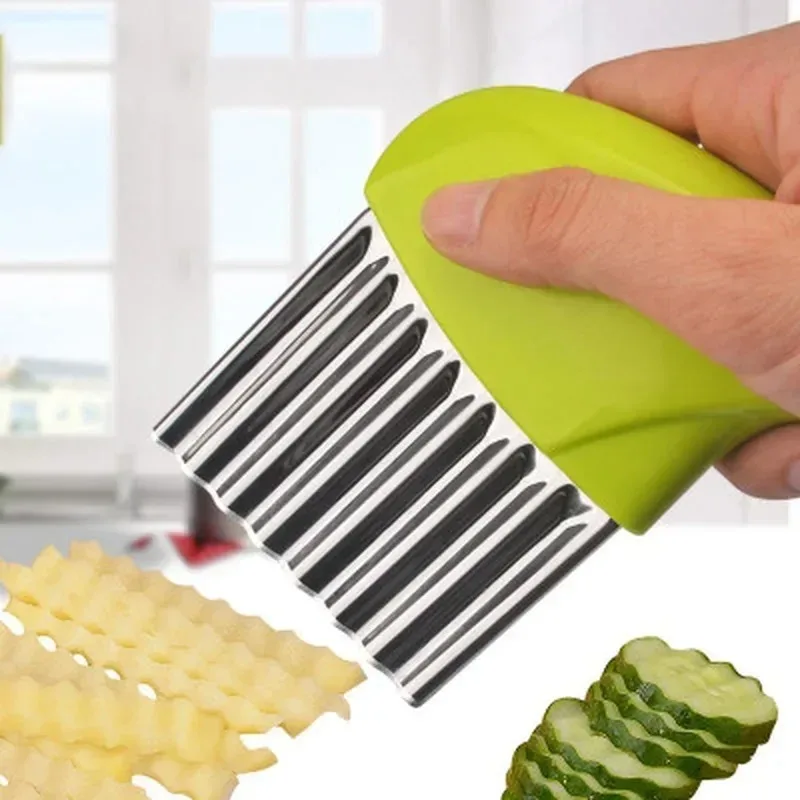 Portable Wavy French Fries Cutter Stainless Steel Potato Slicer Vegetable Chopper Potato Cutter Durable Kitchen Gadgets