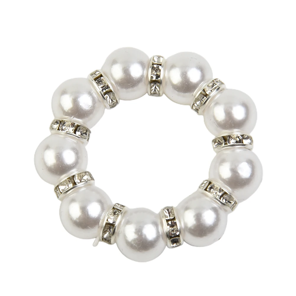 

12pcs Pearl Napkin Ring Napkins Holders Table Embellishment Plastic White For Party Wedding Kitchen Decoration