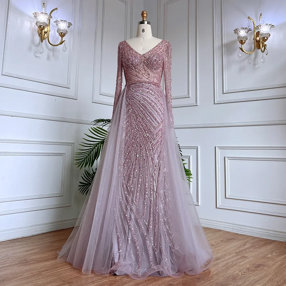 S0298444fe46841e9af912ada5dc4f96fs Dubai Mermaid Beaded Luxury Blue Muslim Evening Dresses Gowns with Detachable Skirt for Women Party Mallzona
