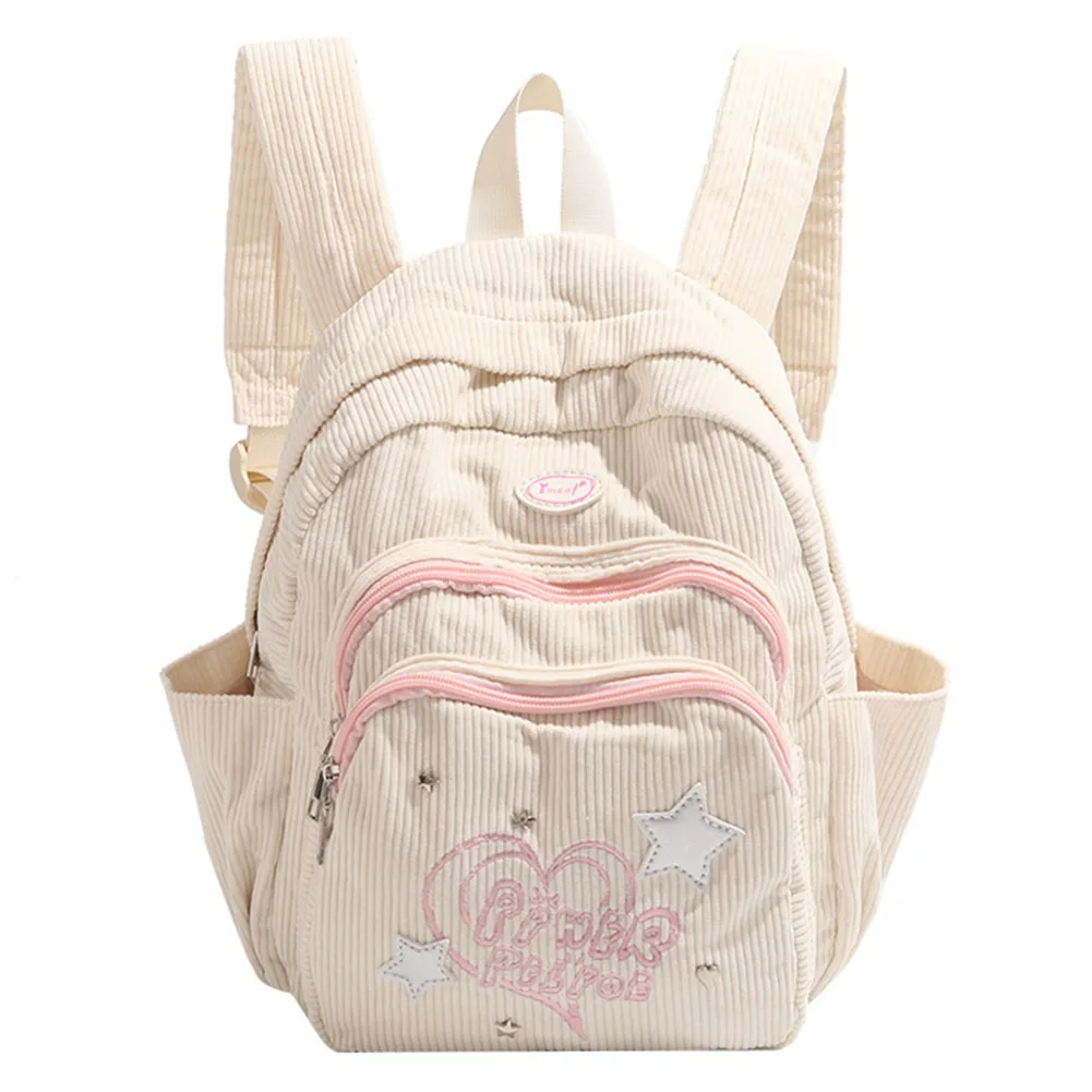 Corduroy Backpack Fashion Students Backpack Y2K Stylish Laptop Backpack Cute Simple Multi-pocket School Bag for Kids Students 1