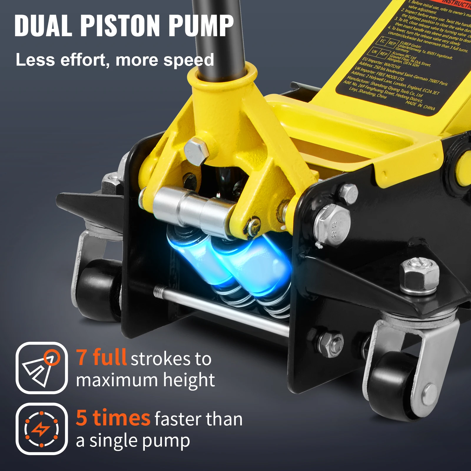 VEVOR Car Jack 2.5-4Ton Floor Jacks Heavy-Duty Steel Racing Jack W/ Dual Pistons Quick Lift Pump Tire Change Lifting Repair Tool