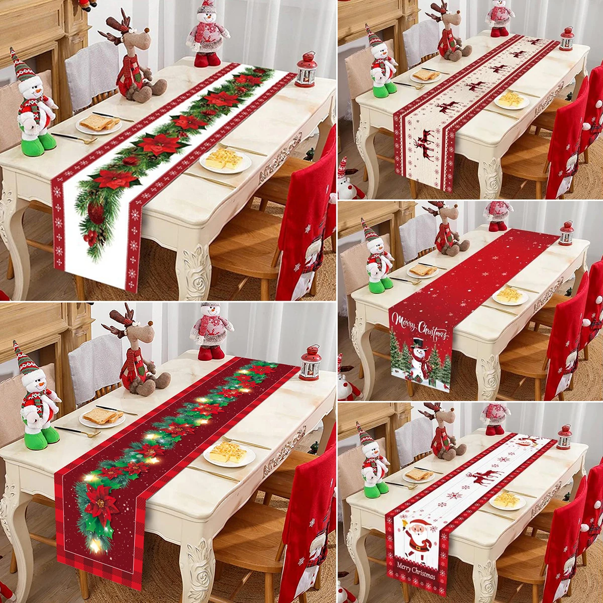 Christmas Table Runner Cloth Merry Christmas Decoration for Home 2023 Tablecloth Xmas Ornament Navidad Natal New Year Gift 2024