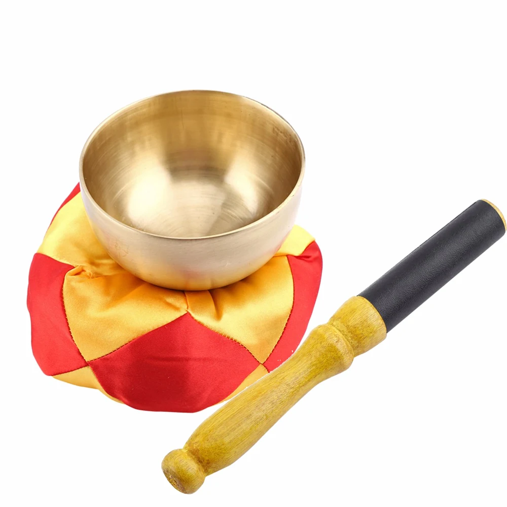 

Buddhism Tibetan Singing Bowl with Cushion Wood Stick Tibetan Buddhism Yoga Meditation Healing Brass Singing Bowl