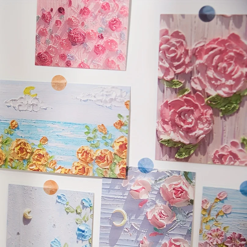 Neue 30-Ölgemälde-Postkarten, Kunst-Grußkarten, geschichtete Kunst-Grußkarten, Flower and Grass Mountain Butterfly Moon – Detail 23