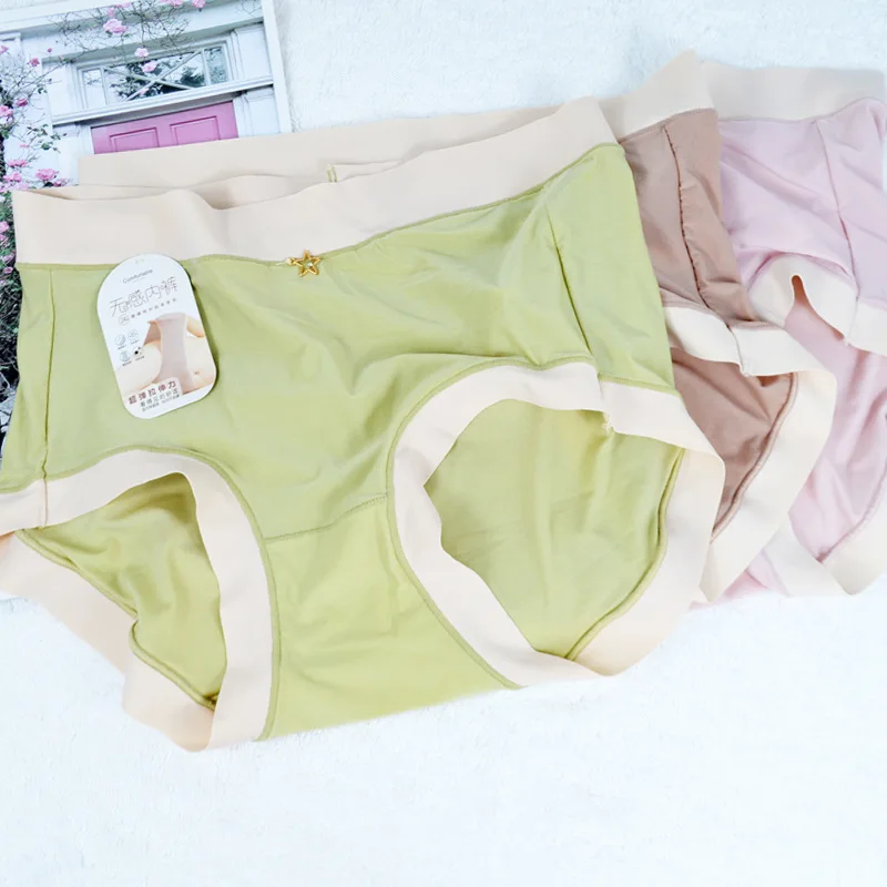 

Women's Briefs Silk Women Underpants Elastic Breathable High Waist Intimates Underwear Antibacterial Panties Female Lingerie
