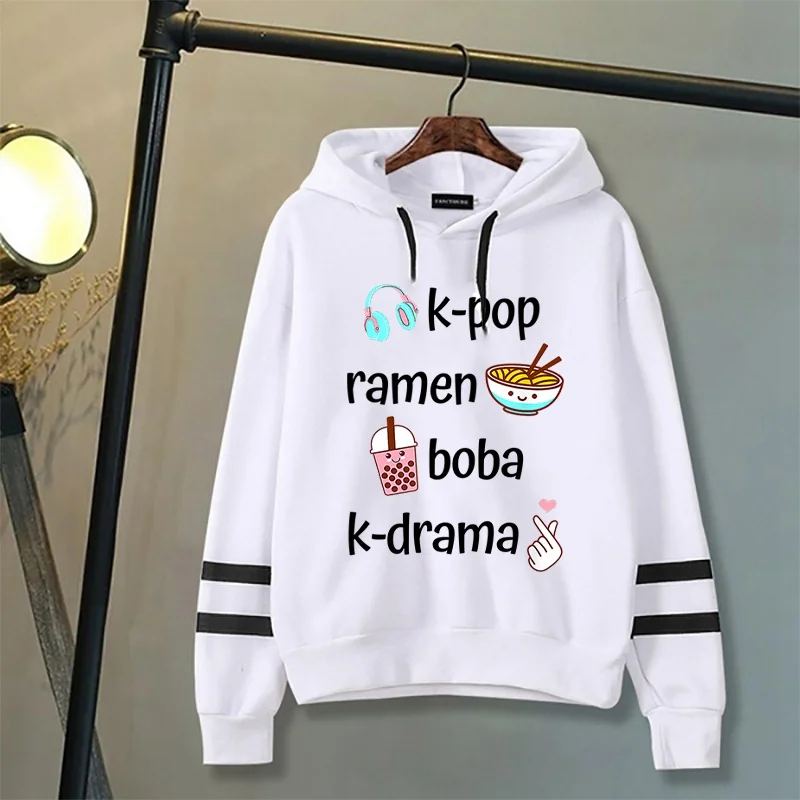 K-POP Ramen Boba K-drama Printing Hoodies Women Men Autumn And Winter Harajuku Sweatshirt Casual Pullover Tops