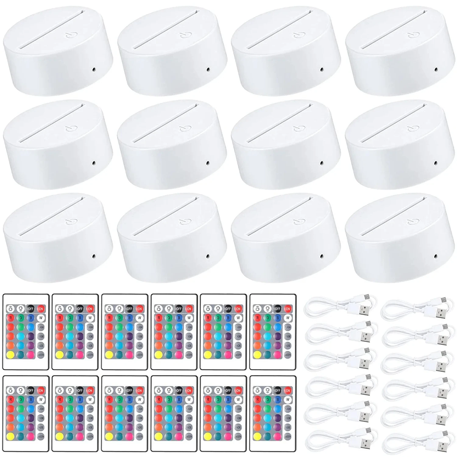 2/4/6/8/10/12 Pcs LED Lamp Base Table 3D Night Light Base With Remote Control And USB Cable 16 Colors Light Stand Wholesale 3