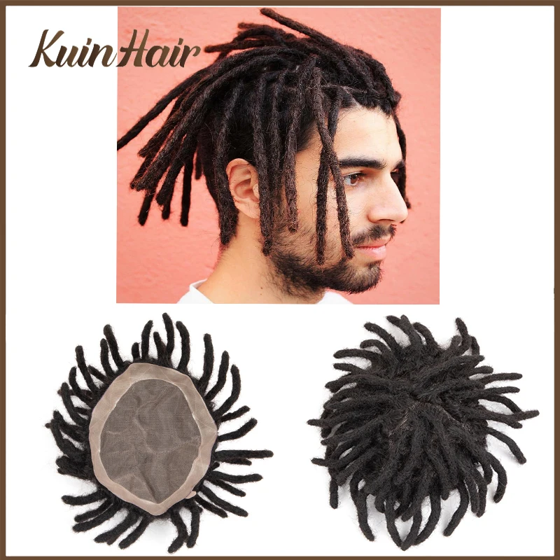 Dreadlocks Afro Curly Men Toupee 100% Human Hair Wigs Durable Fine Mono Natural Hairpiece Men's Capillary Prothesis For Black Me