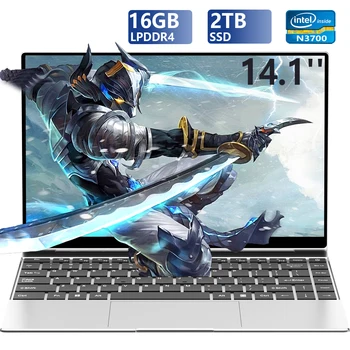 Laptop ultra sottile da 14,1 "16 GB di RAM 1 TB 2 TB SSD Intel N3700 Notebook Gamer Windows11 Pro 1920 * 1080 Display Computer da studio per ufficio PC 1