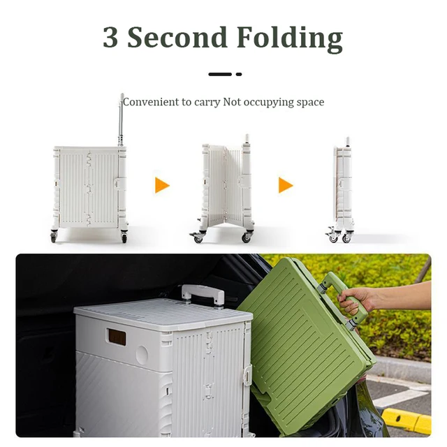 65L Nagy Kapacitású Bevásárlókosár Otthoni Hordozható Összecsukható Kocsi Piknik Vásárláshoz Élelmiszerbolt Kézbesítési Kis Expressz - Image 2