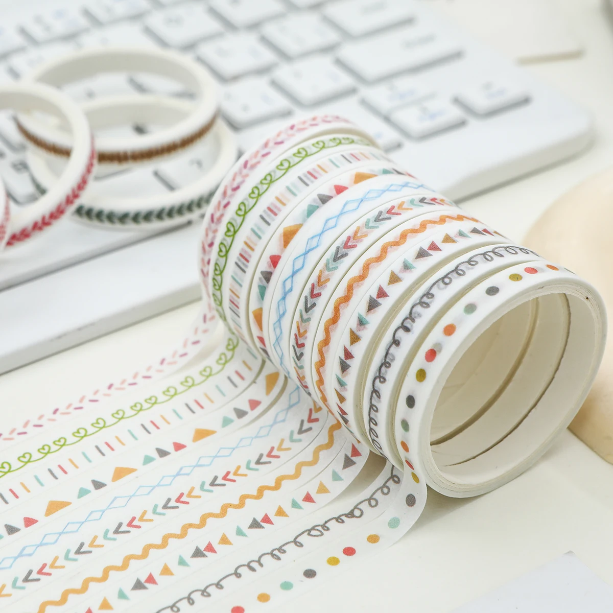 10 rolls/box of plant flower washi paper tape geometric line pattern decoration material tape stationery gifts for friends adhesive tape washi tape adhesive tapes decorative tape decoration tape flower tape