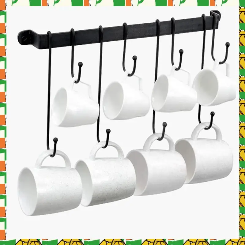 Coffee Mug Holder For Wall 17-Inch Coffee Bar Cup Hanger Hooks Hanging Cup Rack Storage Organizer 2Pcs Durable