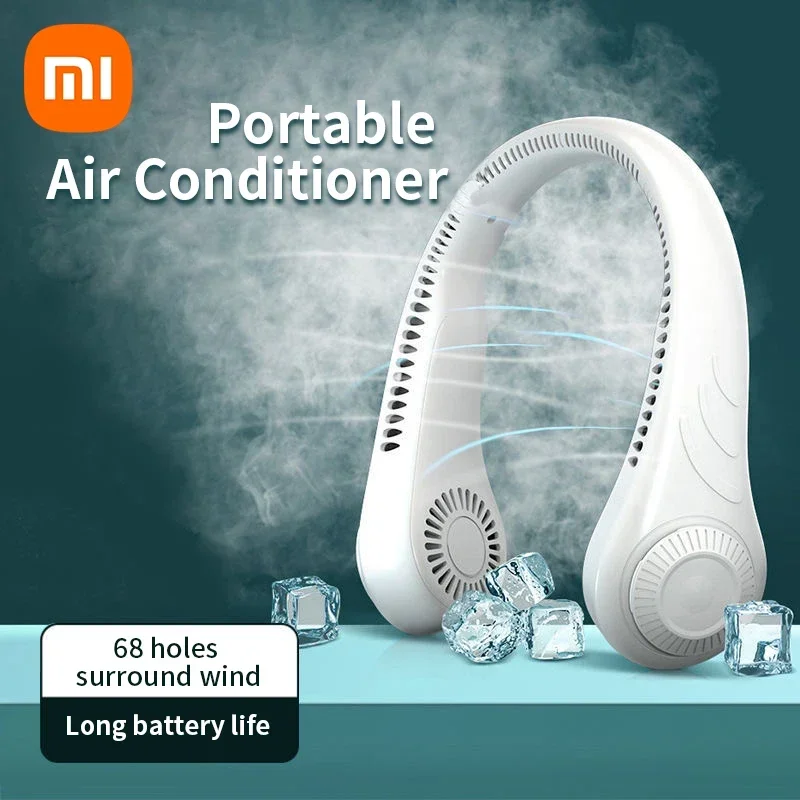 

Xiaomi Portable Neck Fan 4000W Rechargeable USB Leafless Air Conditioner Bladeless Fans Hanging Neck Cooler For Outdoor