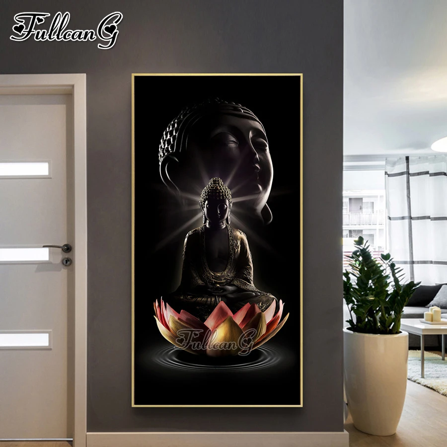 5d diy full drill diamond painting FULLCANG mosaic 5d needlework Buddha lotus large diamond painting Buddhism full rhinestone embroidery kits home decor FG0861 5d fashion diamond painting