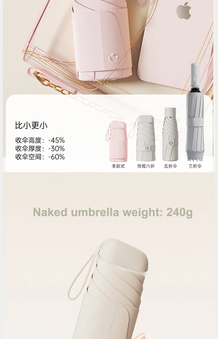 50% Off Mini Sun Umbrella Small Pocket Rain Umbrella Vinyl Folding Umbrella UV Ultraviolet Protection Sun Shade Pocket Parasol 10 S02999a6c5e944e38ac6df499ac6aa8c4y
