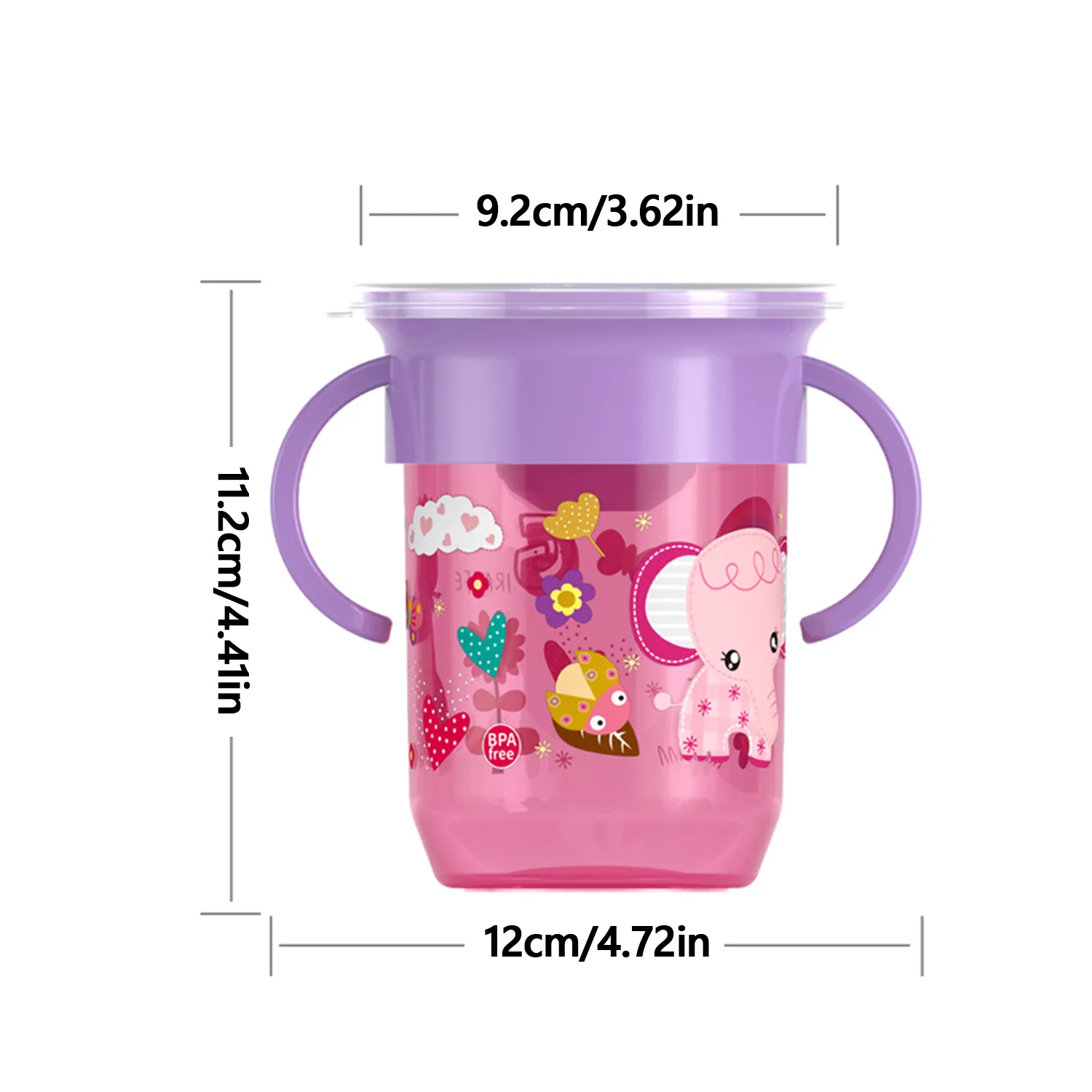360&deg; leak-proof cup 260ml wide caliber baby learning cup baby bucking water training leak-proof drop children's Duckbill Cup