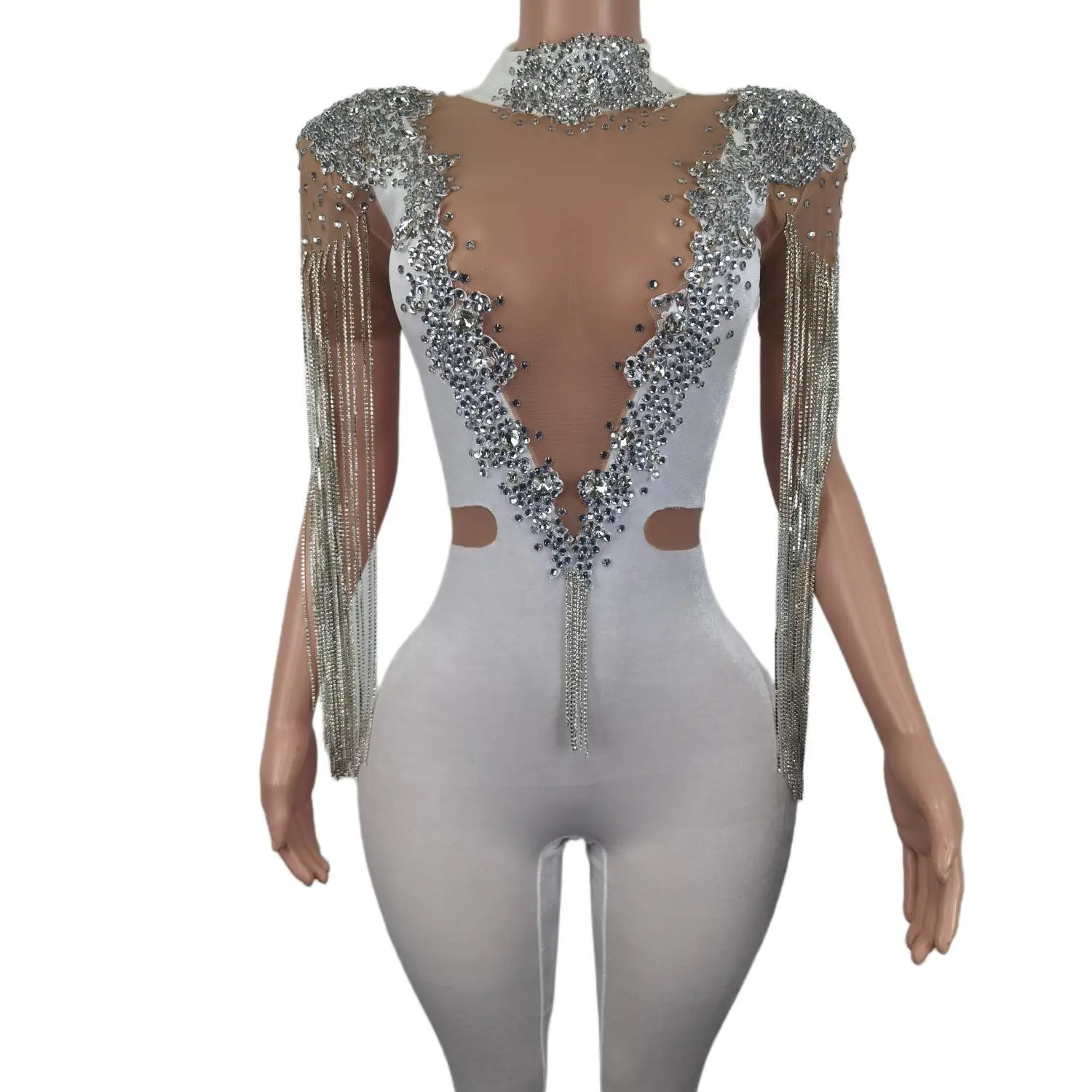 キラキララインストーンチェーンストレッチベルベットジャンプ