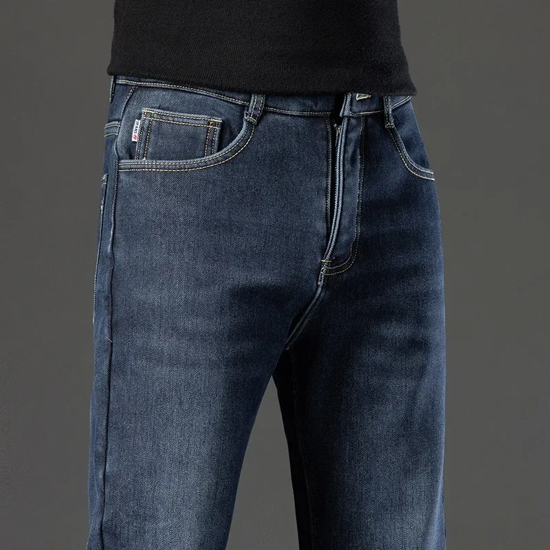 Male Waterproof Thicken Warm Baggy Work Long Trousers Winter Simplicity Pants Men Double Layer Fleece Pants Business Clothing 4