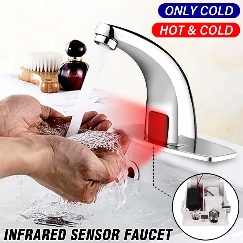 

Infrared Automatic Induction Faucet Hot & Cold Hotel Shopping Mall Washbasin Bathroom Touch Free Sensor Brass Faucets