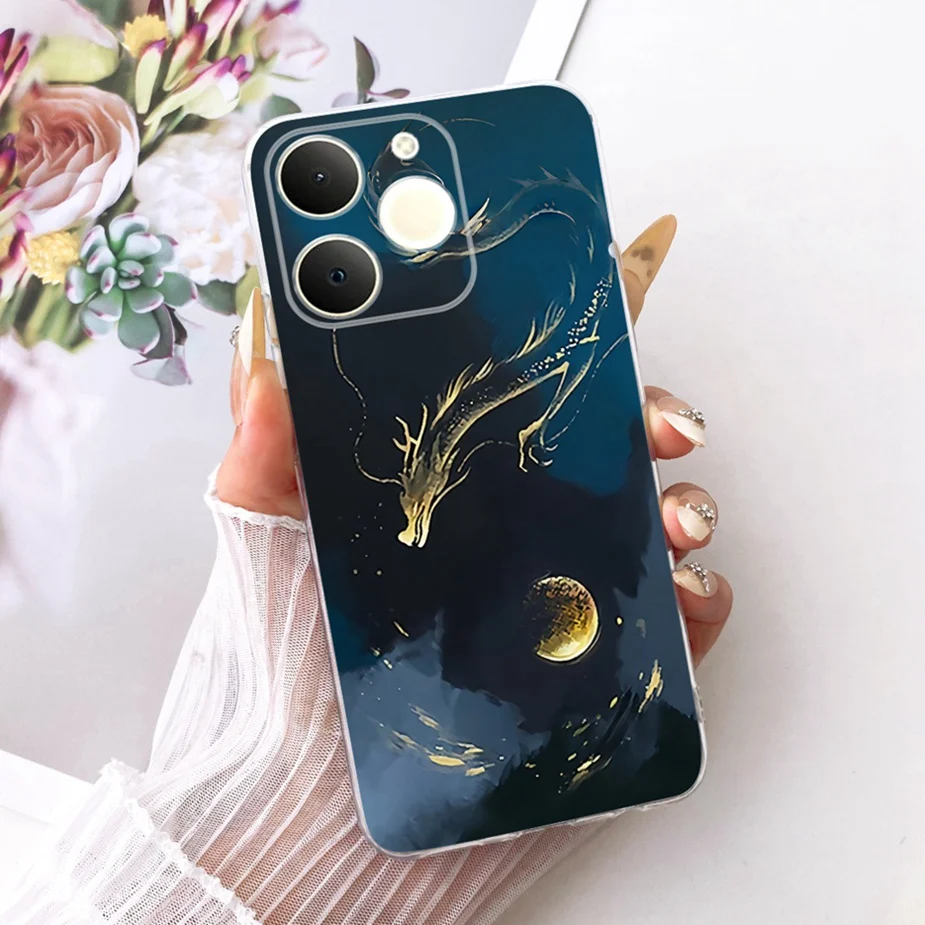Luxury Lotus Painted Soft Silicone Case - Elegant Protective Cover