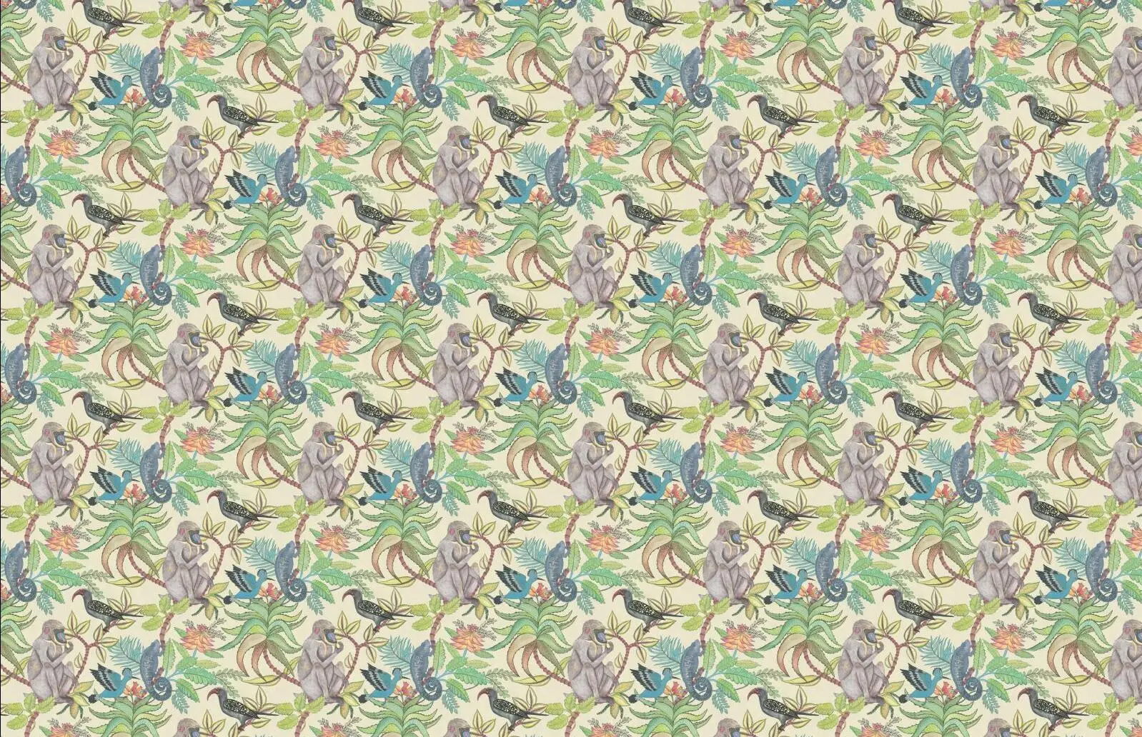 quarto, pintura de parede, americano, tropical, selva,