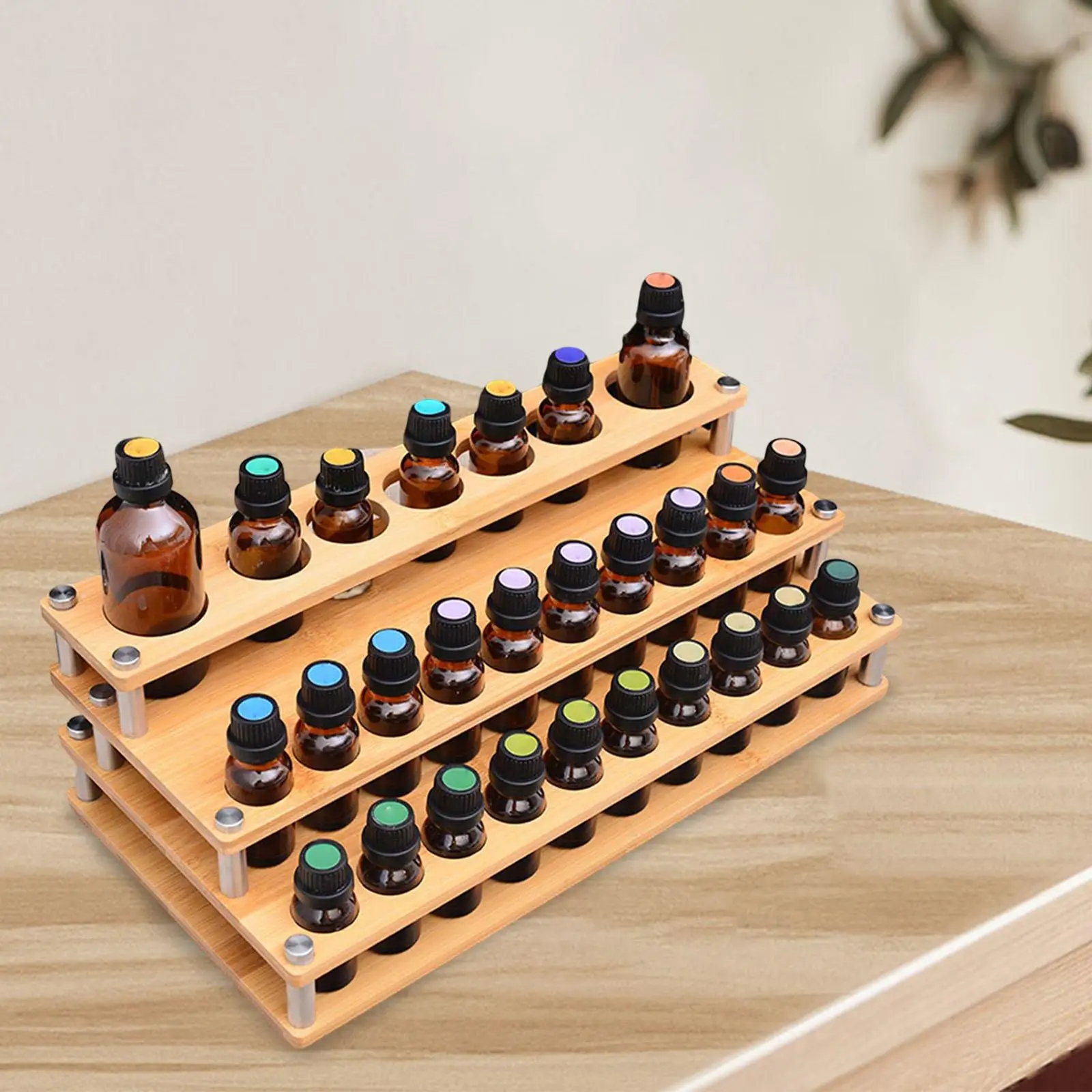 

3 Tier Essential Oil Storage Rack Wood Nail Polish Shelf for Cosmetic Essential Oil Bottle Perfume Makeup Holder Organizer
